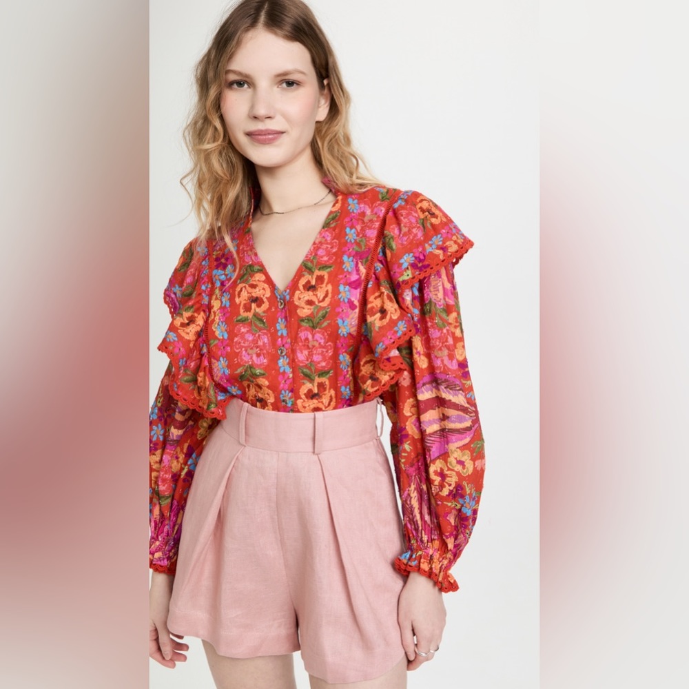 FARM Rio Red Spring Bananas Blouse - Picture 2 of 16